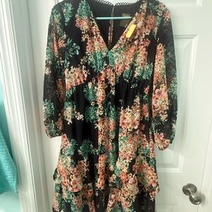 Taylor Vibrant Orange and Black Dress